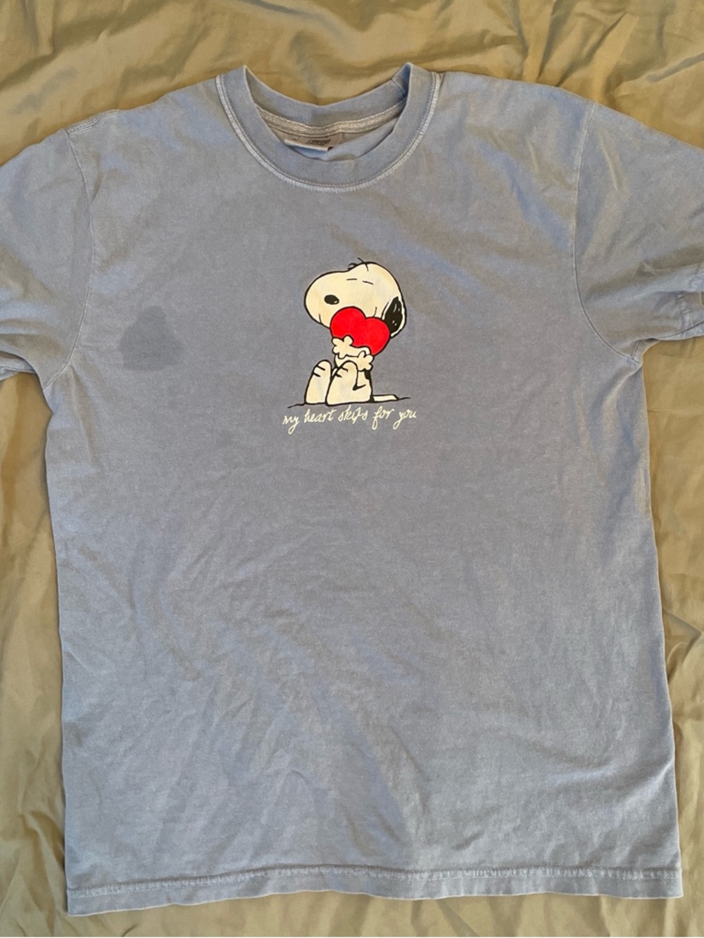 Comfort Colors Light Blue Snoopy Heart Tee